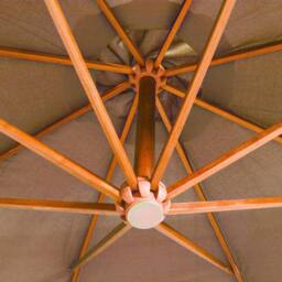 Berkfield Home Hanging Parasol with Pole Taupe 3.5x2.9 m Solid Fir Wood in Beige - thumbnail 5