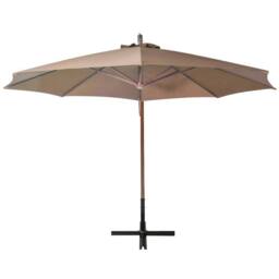 Berkfield Home Hanging Parasol with Pole Taupe 3.5x2.9 m Solid Fir Wood in Beige - thumbnail 3