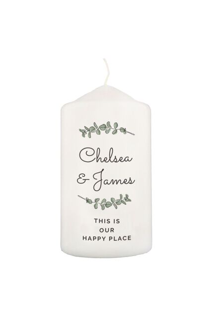 Personalised Memento Company Women's Personalised Botanical Pillar Candle in Off-White - image 1