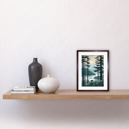 "Artery8 Wall Art Print Great Bear Rainforest Coastal Mountain Landscape Artwork Framed 9X7 Inch in Brown - Size: W7"" x H9""" - thumbnail 2