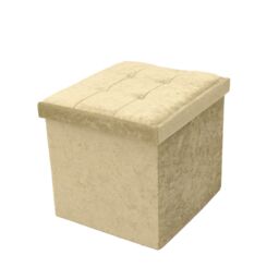 Libbi Lou Velvet Footstool Ottoman Storage Box 38x38x38cm in Cream - Size: 38 x 38 x 38 cm - thumbnail 5