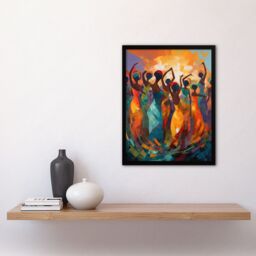 Artery8 Wall Art Print Abstract Africa Dance African Dancing Painting Rhythm Body Energy Theatre Arts Artwork Art Framed - Size: A4 - thumbnail 4