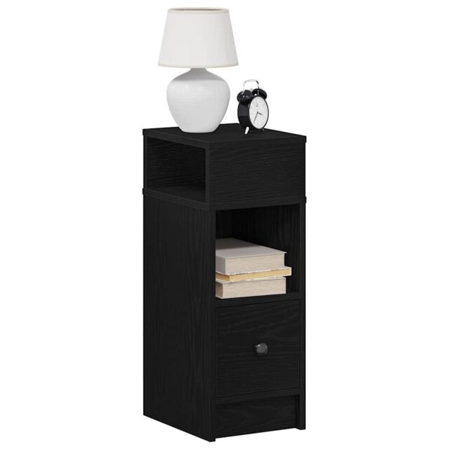 Berkfield Home Bedside Cabinet with Drawer Black 25x31x66 cm - Size: 25 x 31 x 66 cm - image 1
