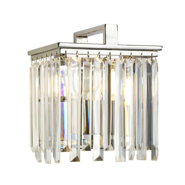 Loops Wall Light Cut Glass Crystals Opal Highly Polished Nickel LED E27 60W in Metallics - image 1