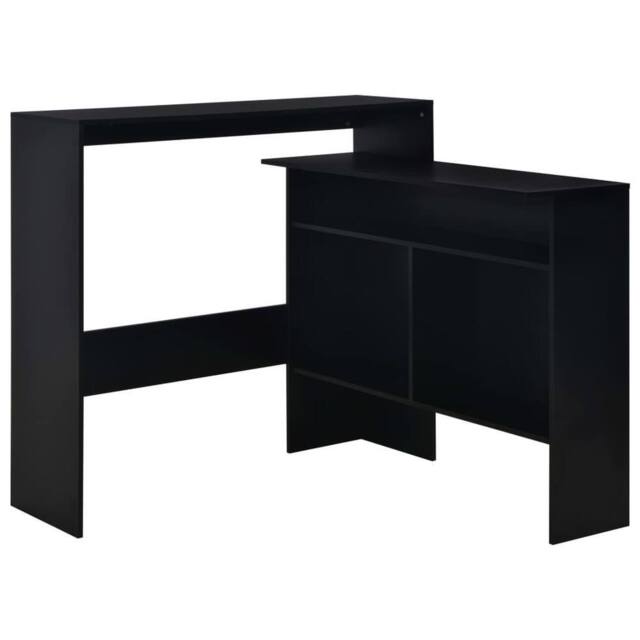 Berkfield Home Bar Table with 2 Table Tops Black 130x40x120 cm - Size: 130 x 40 x 120 cm - image 1