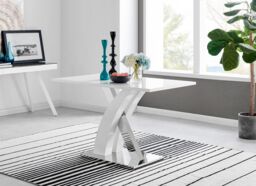 FurnitureboxUK Atlanta 120cm Chrome Metal & White High Gloss 4-Seater Dining Table - thumbnail 2