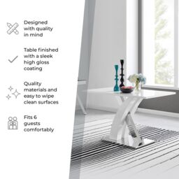 FurnitureboxUK Atlanta 120cm Chrome Metal & White High Gloss 4-Seater Dining Table - thumbnail 8