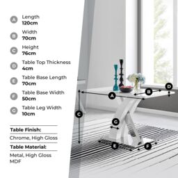 FurnitureboxUK Atlanta 120cm Chrome Metal & White High Gloss 4-Seater Dining Table - thumbnail 7