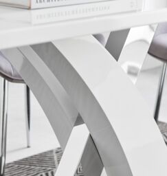 FurnitureboxUK Atlanta 120cm Chrome Metal & White High Gloss 4-Seater Dining Table - thumbnail 5