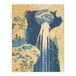 Artery8 Katsushika Hokusai Framed Wall Art Print The Amida Waterfall in Blue - Size: A4 - thumbnail 3