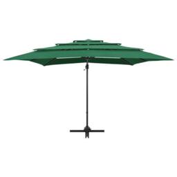 Berkfield Home Harmful 4-Tier Parasol with Aluminium Pole Green 250x250 cm - thumbnail 1