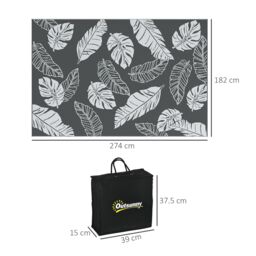 OUTSUNNY Reversible Waterproof Outdoor Rug W/ Carry Bag in Grey - Size: 180 cm x 270 cm - thumbnail 3
