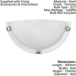 Loops Wall Light Colour Chrome Plated Shade White Glass Alabaster Bulb E27 1x60W - thumbnail 2