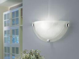 Loops Wall Light Colour Chrome Plated Shade White Glass Alabaster Bulb E27 1x60W - thumbnail 3