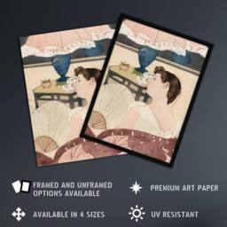 "Artery8 The Lamp Woman With Fan Painting Cassatt Vintage Wall Art Print Poster - Size: W12"" x H16""" - thumbnail 2