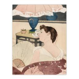 "Artery8 The Lamp Woman With Fan Painting Cassatt Vintage Wall Art Print Poster - Size: W12"" x H16""" - thumbnail 1