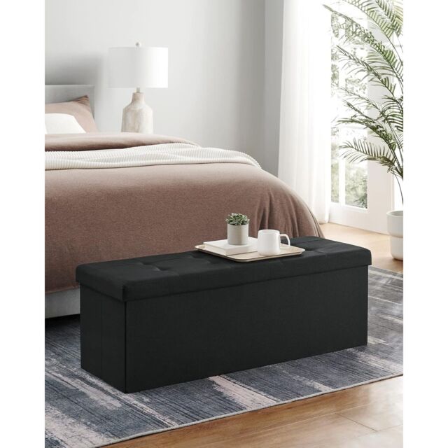 SONGMICS Large Storage Ottoman Bench Folding Foot Rest End Bed Easy Assembly in Black - image 1