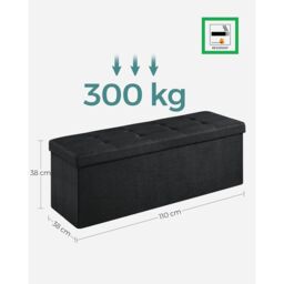 SONGMICS Large Storage Ottoman Bench Folding Foot Rest End Bed Easy Assembly in Black - thumbnail 3