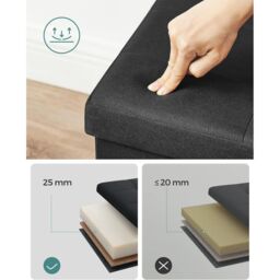 SONGMICS Large Storage Ottoman Bench Folding Foot Rest End Bed Easy Assembly in Black - thumbnail 5