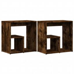 Berkfield Home Side Tables 2 pcs Smoked Oak 50x30x50 cm Engineered Wood in Brown - Size: 50 x 30 x 50 cm - thumbnail 3