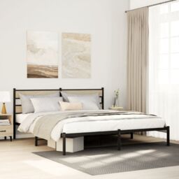 Berkfield Home Metal Bed Frame without Mattress Sonoma Oak 180x200 cm Super King in Brown - thumbnail 1