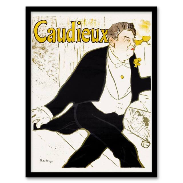 Artery8 Toulouse Lautrec Framed Wall Art Print Caudieux Artist Portrait in White - Size: A4 - image 1
