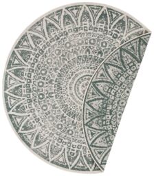 THE RUGS Lilja Vintage Round Rug Indoor Outdoor Reversible Durable Easy Care in Green - Size: 100 cm diameter