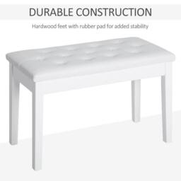 KORVIXA Faux Leather Piano Stool White with Storage - Size: 0.6m2 - thumbnail 5