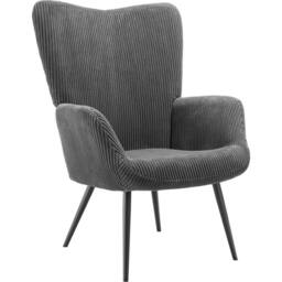 tectake Armchair Hygge - Wide Cord Anthracite/Black in Dark Grey