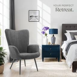 tectake Armchair Hygge - Wide Cord Anthracite/Black in Dark Grey - thumbnail 9
