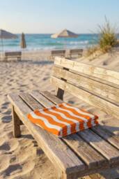 Dyzi Wavy Stripe Cotton Beach Towel Soft Absorbent Quick Dry 70x152cm in Orange - Size: 70x152 cm - thumbnail 4