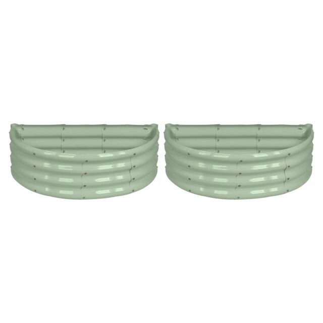 Harbour Housewares Raised Garden Beds - 2x Semi-Circle Bottomless Galvanised Steel Planter 90 x 45cm in Green - Size: 90 x 45 cm - image 1