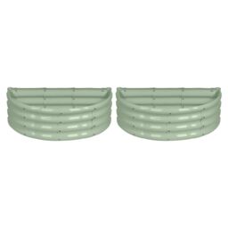 Harbour Housewares Raised Garden Beds - 2x Semi-Circle Bottomless Galvanised Steel Planter 90 x 45cm in Green - Size: 90 x 45 cm