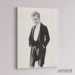 "Artery8 Albert Edelfelt Composer Jean Sibelius Portrait Canvas Wall Art Print in White - Size: W12"" x H16""" - thumbnail 2