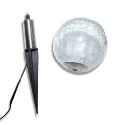 Berkfield Home Solar Bowl 3 LED Garden Lights with Spike Anchors & Solar Panel in White - thumbnail 6