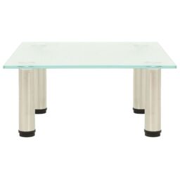 Berkfield Home TV Stand Frosted 40x35x17 cm Tempered Glass in Clear - Size: 40 x 35 x 17 cm - thumbnail 2