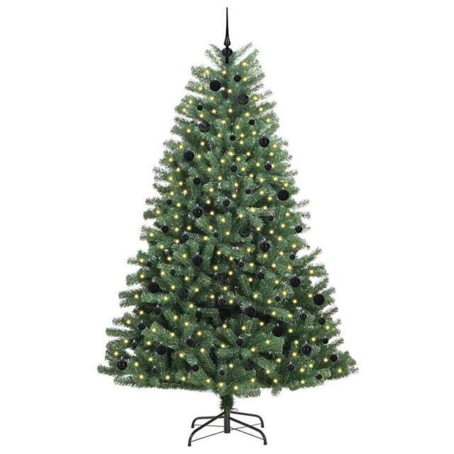 Berkfield Home Realistic Artificial Hinged Christmas Tree Green 240 cm PVC & Metal - image 1