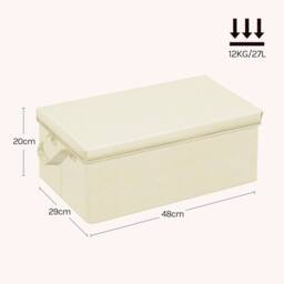 NESTLUNE Fabric Storage Boxes Set of 3 with Lids Stackable Box in Beige - thumbnail 2