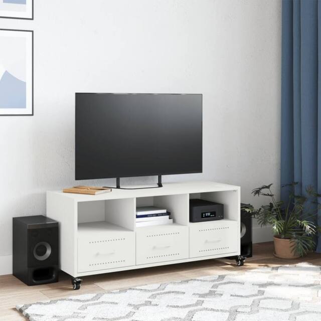 Berkfield Home TV Cabinet White 100.5x39x43.5 cm Steel - image 1
