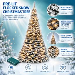 Shatchi 4FT Pre-Lit Green Pop Up Artificial Christmas Tree with Warm White LEDs & Metal Stand - thumbnail 2