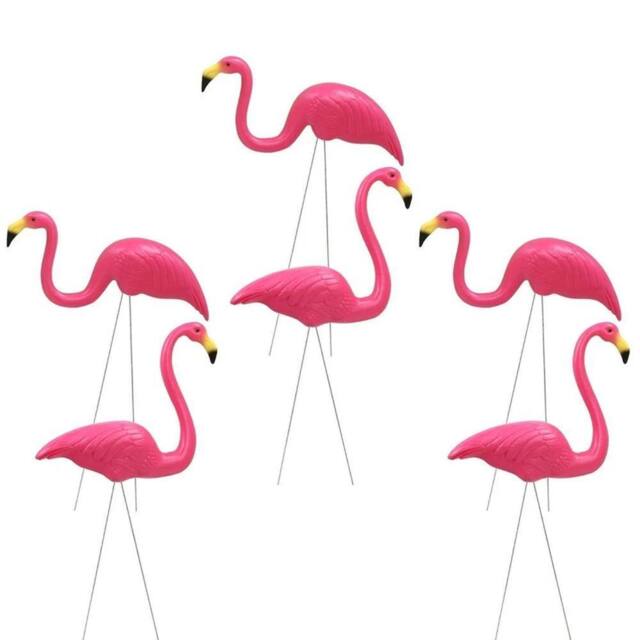 Kelvenix Set of 6 Flamingo Garden Ornaments in Pink - Size: 0.6m2 - image 1