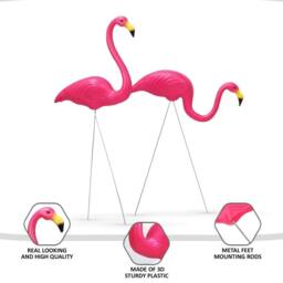 Kelvenix Set of 6 Flamingo Garden Ornaments in Pink - Size: 0.6m2 - thumbnail 4