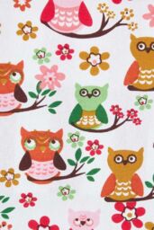 Homescapes Owls Printed Ready Made Eyelet Curtain Pair in Red - Size: 140 cm width x 183 cm drop - thumbnail 3