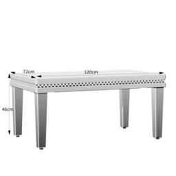 Comfy Living Ltd Mirrored Coffee Table with Crystal Detail in Silver - thumbnail 6