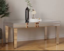 Comfy Living Ltd Mirrored Coffee Table with Crystal Detail in Silver - thumbnail 5