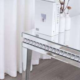 Comfy Living Ltd Mirrored Coffee Table with Crystal Detail in Silver - thumbnail 2