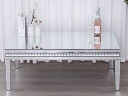Comfy Living Ltd Mirrored Coffee Table with Crystal Detail in Silver - thumbnail 4