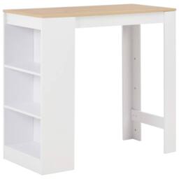 Berkfield Home Bar Table with Shelf White 110x50x103 cm - Size: 110 x 50 x 103 cm - thumbnail 2