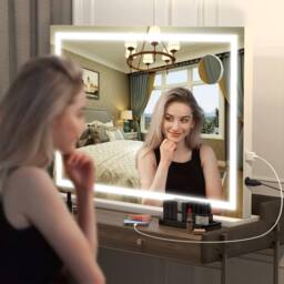 Dprodo 58cm x 45cm 3 Color Dimmable Vanity Mirror with Lights in Natural White - Size: 1 Pack - thumbnail 7