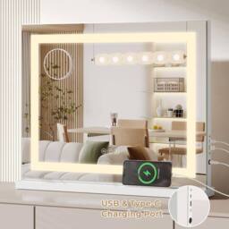 Dprodo 58cm x 45cm 3 Color Dimmable Vanity Mirror with Lights in Natural White - Size: 1 Pack - thumbnail 5